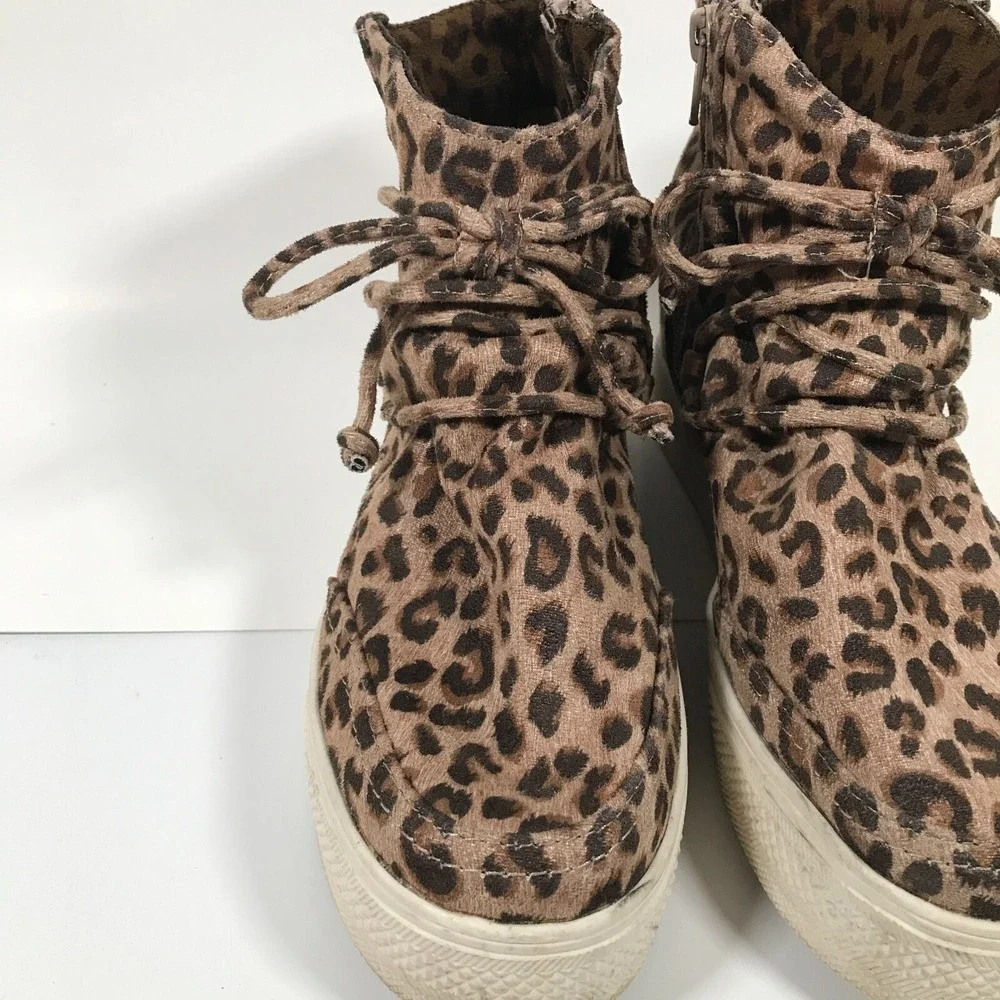 Very G Ursula Leopard Print Lace Up Side Zip Hidden Wedge Womens US 7 UK 5 EU 37